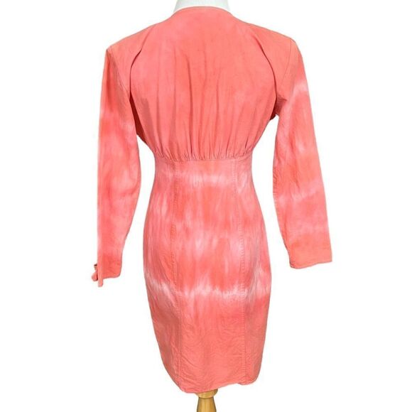 Vintage 70’s does 40’s DIY Peach TieDye Wiggle Dress S - Picture 3 of 13